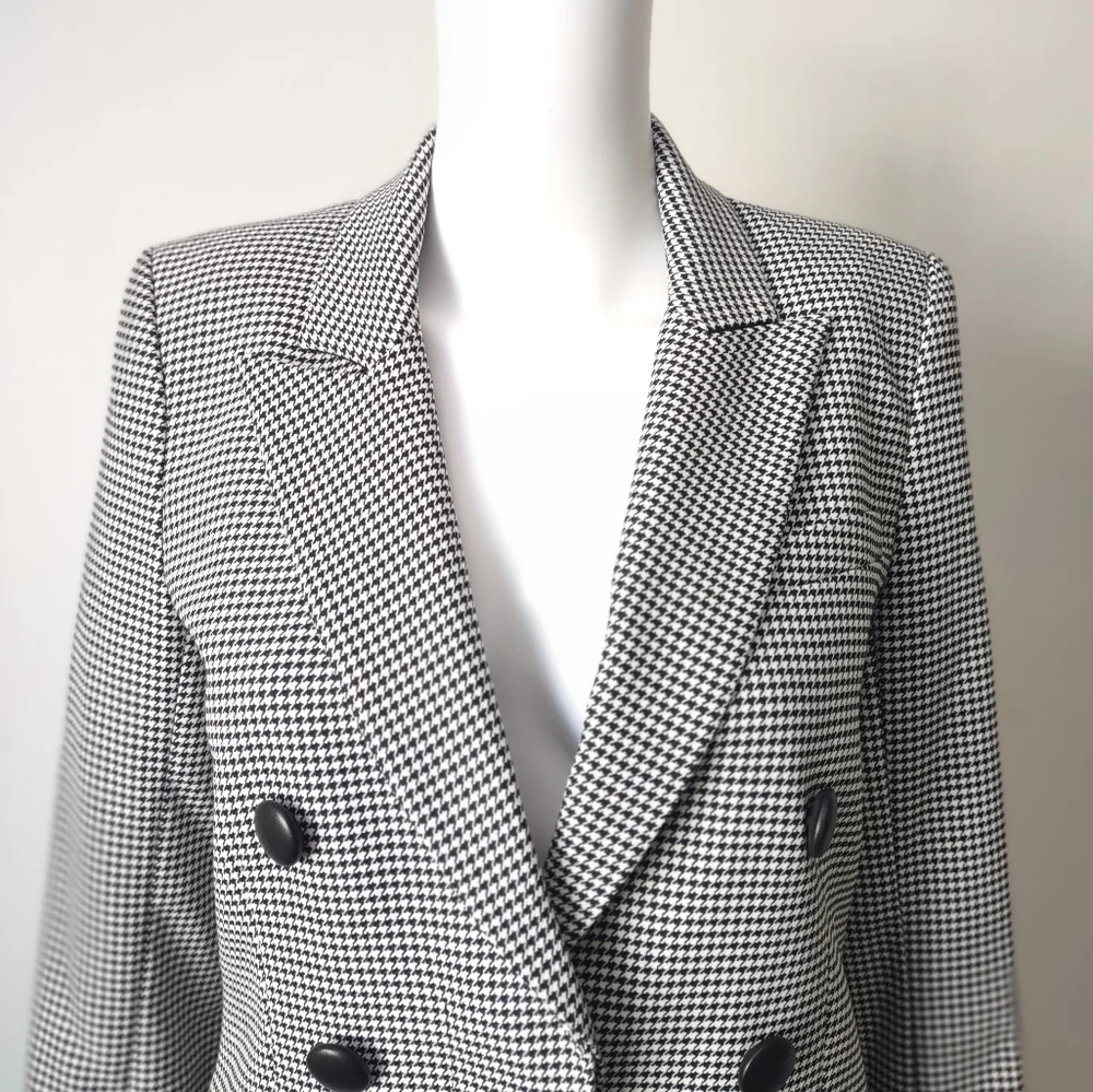 Veronica Beard 0 Leon Dickey Blazer houndstooth tweed black tweed